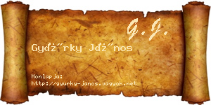 Gyürky János névjegykártya